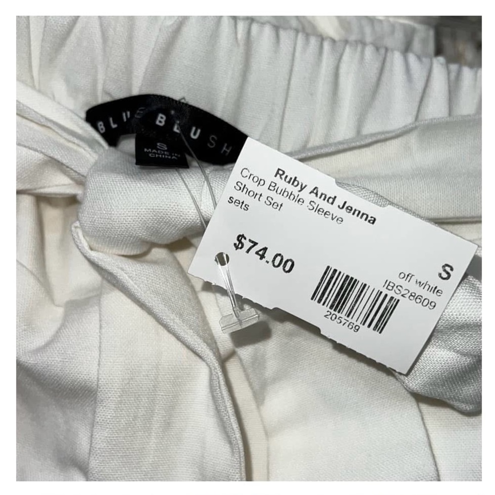 Crop bubble sleeve Shorts Set